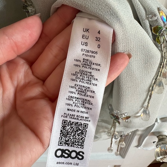 ASOS Beaded Cami Strap Midi Dress in Light Blue/Gray - Picture 6 of 6